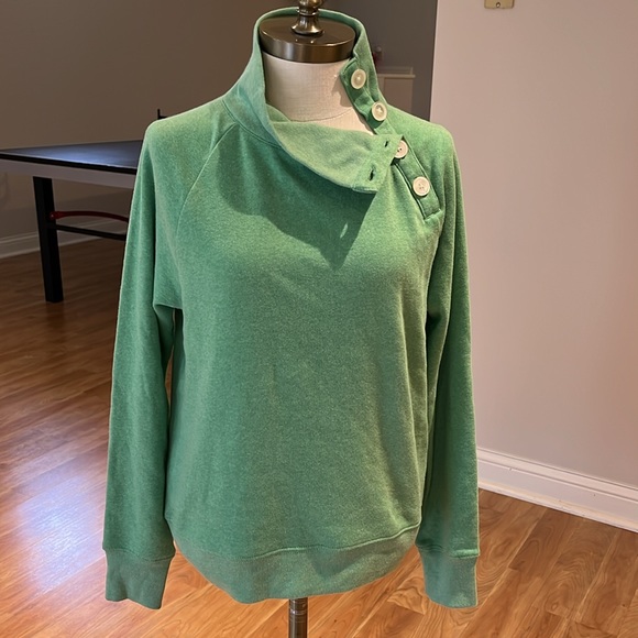 J. Crew Factory button collar pullover sweatshirt in cloudspun fleece green XS - Picture 3 of 9